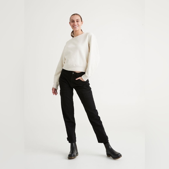 NWT Duer All-Weather Denim High Rise Barrel Pant - Black - Picture 2 of 16